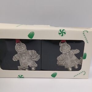 Longaberger Roger & Ginger 2 Pewter Ornaments Christmas 73369